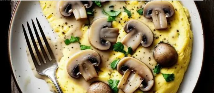 Omelett mit Pilzen und Frischkäse